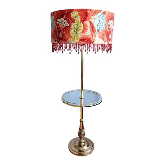 restyled vintage brass floor lamp with glass table 1855