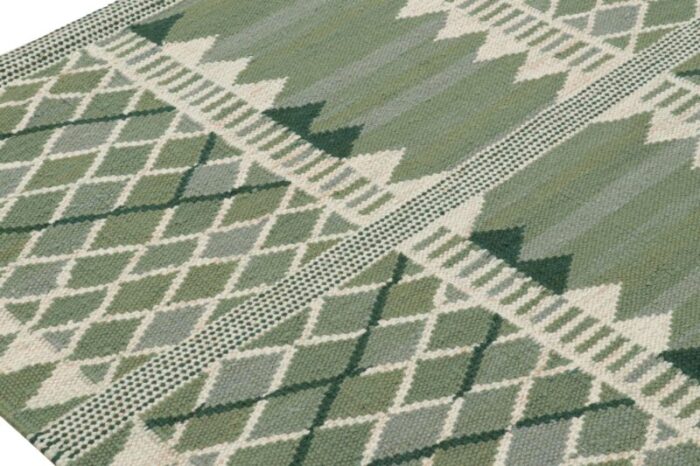 rug and kilims scandinavian style rug with geometric patterns in tones of green 4564