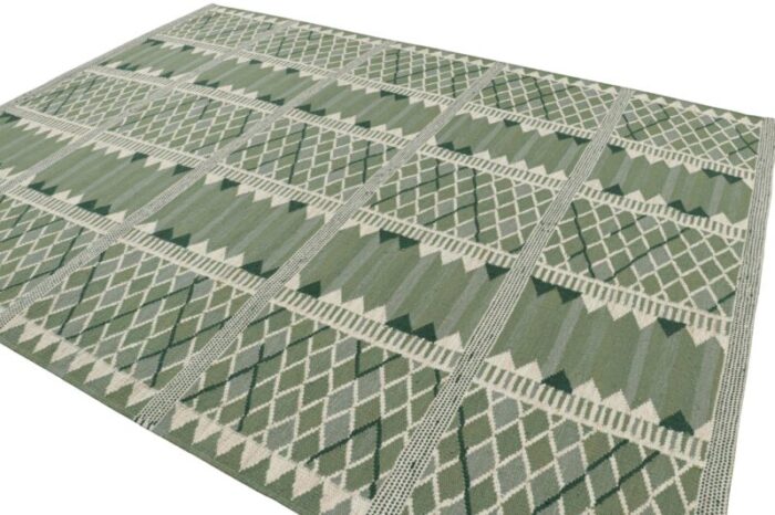 rug and kilims scandinavian style rug with geometric patterns in tones of green 5146