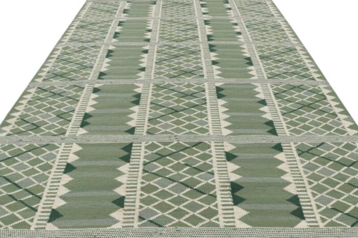 rug and kilims scandinavian style rug with geometric patterns in tones of green 6914