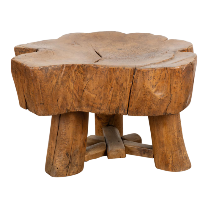 rustic slab wood round coffee table china circa 1890 5146