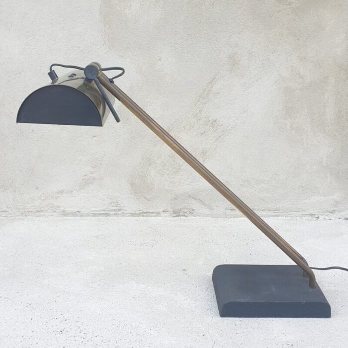 satin brass and cast iron desk lamp 1940s 1