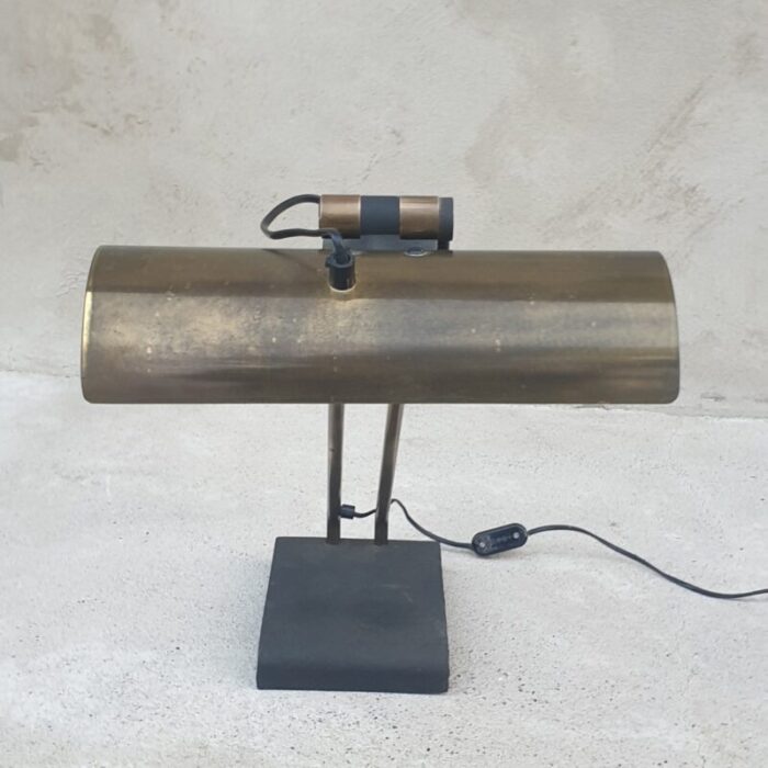 satin brass and cast iron desk lamp 1940s 3