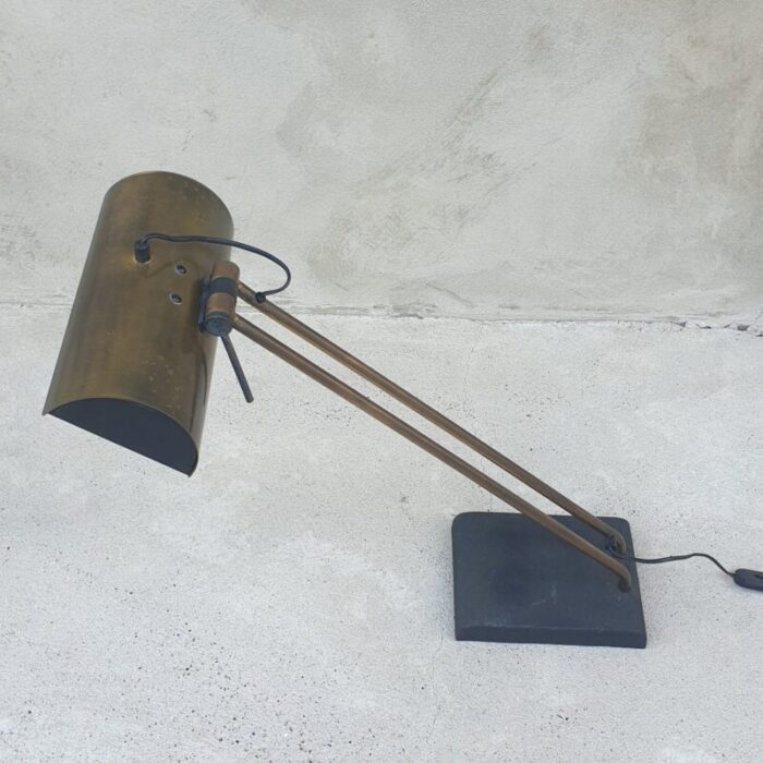 satin brass and cast iron desk lamp 1940s 4