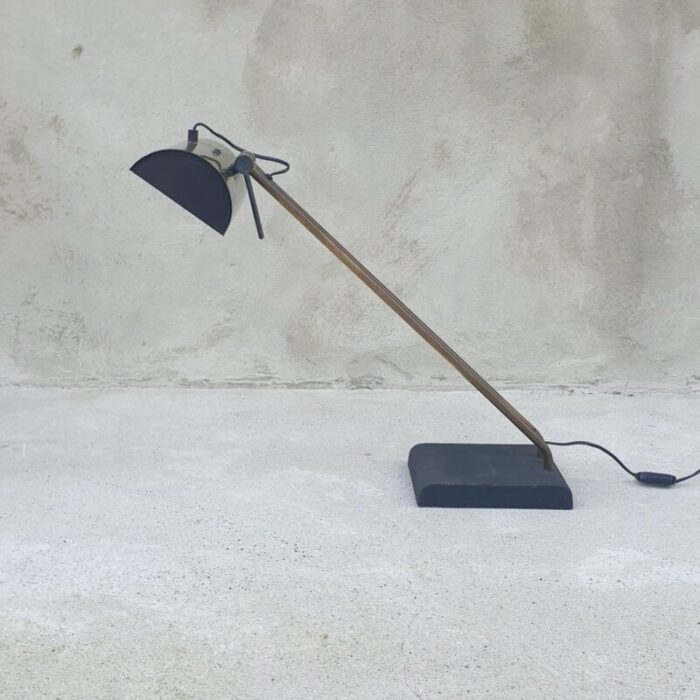 satin brass and cast iron desk lamp 1940s 8