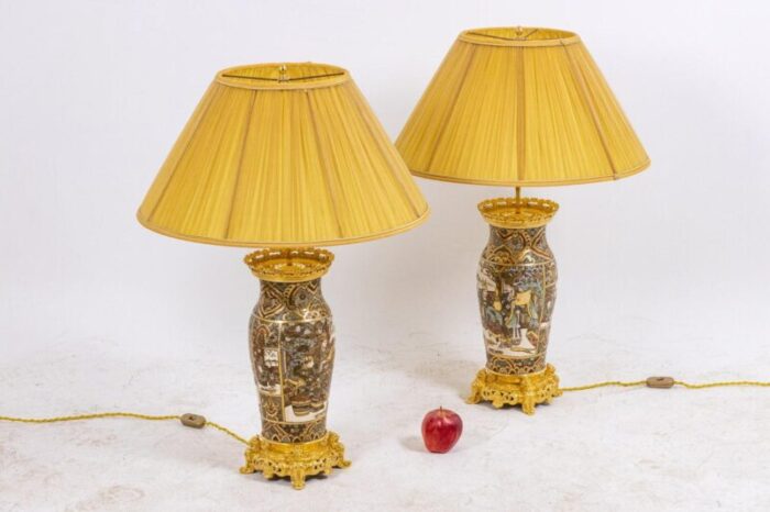 satsuma earthenware and gilt bronze lamps 1880s 11