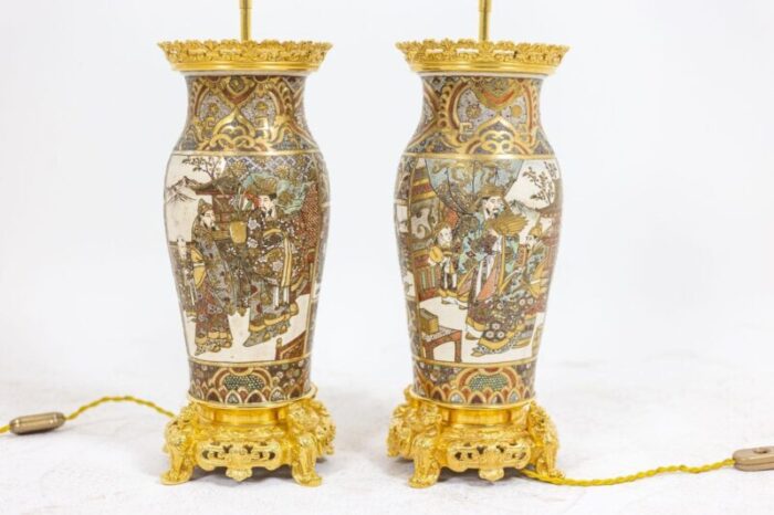 satsuma earthenware and gilt bronze lamps 1880s 6