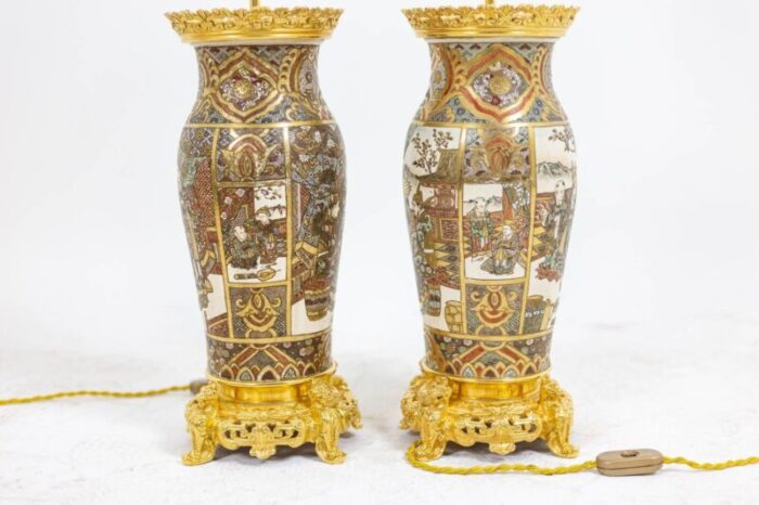 satsuma earthenware and gilt bronze lamps 1880s 7