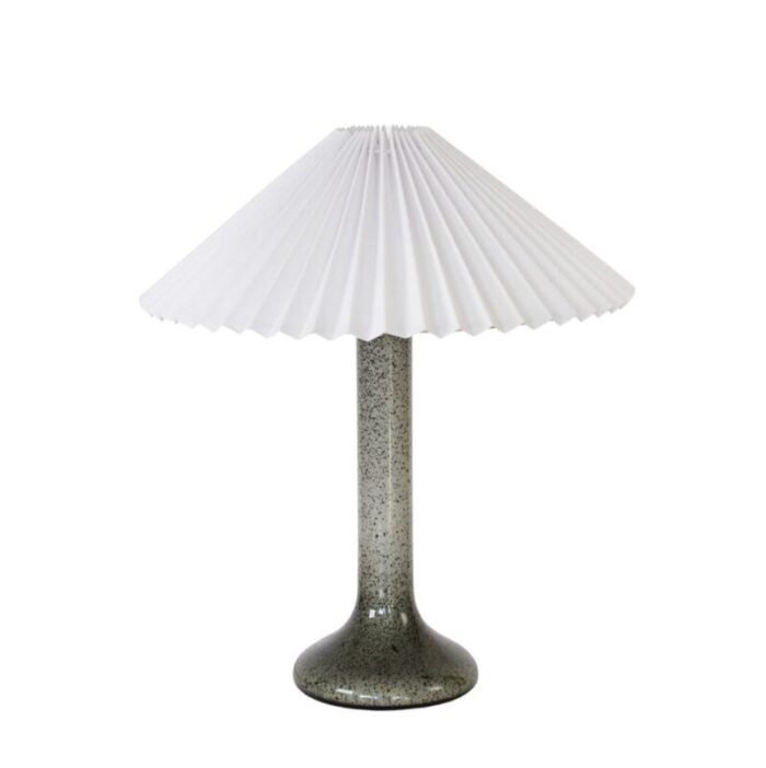 scandinavian glass table lamp with pleated shade 1