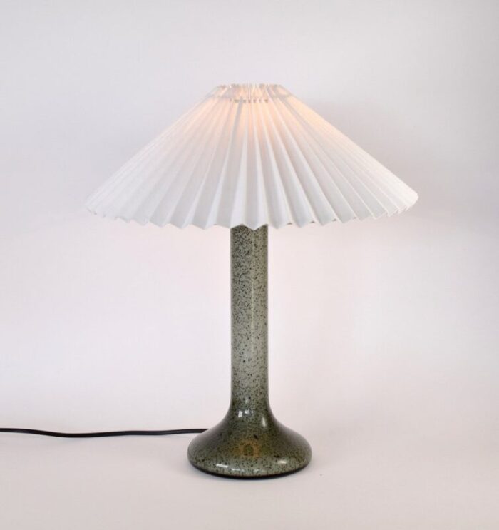 scandinavian glass table lamp with pleated shade 2