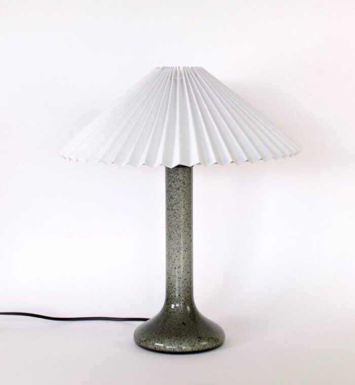 scandinavian glass table lamp with pleated shade 3