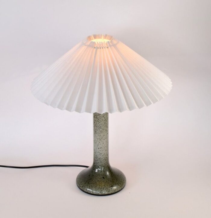 scandinavian glass table lamp with pleated shade 5