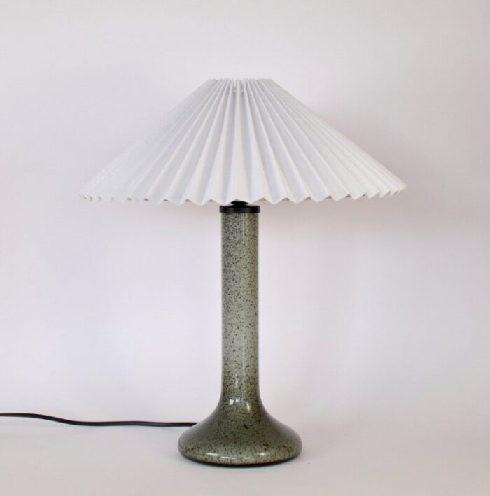 scandinavian glass table lamp with pleated shade 6