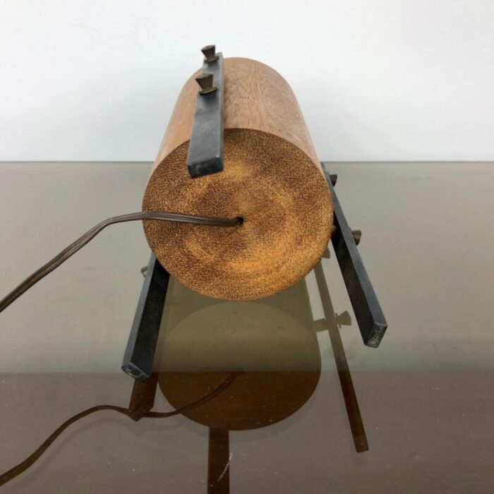 scandinavian teak metal tripod table lamp 1960s 6