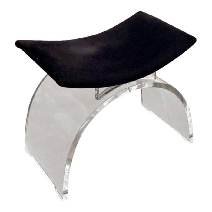 sculptural arched vintage lucite and upholstered vanity stool or bench 8465