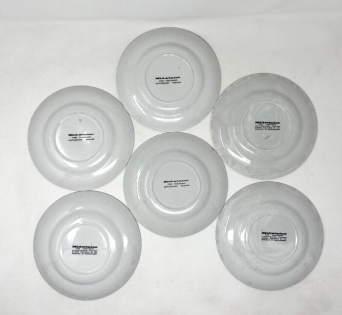 set of 6 1960s ceramic english earthenware tea plates in focus pattern by midwinter 2575