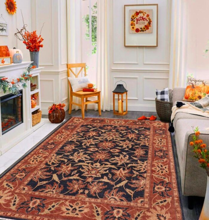 shabby chic ziegler blue rust hand knotted wool rug 80 x 910 3292