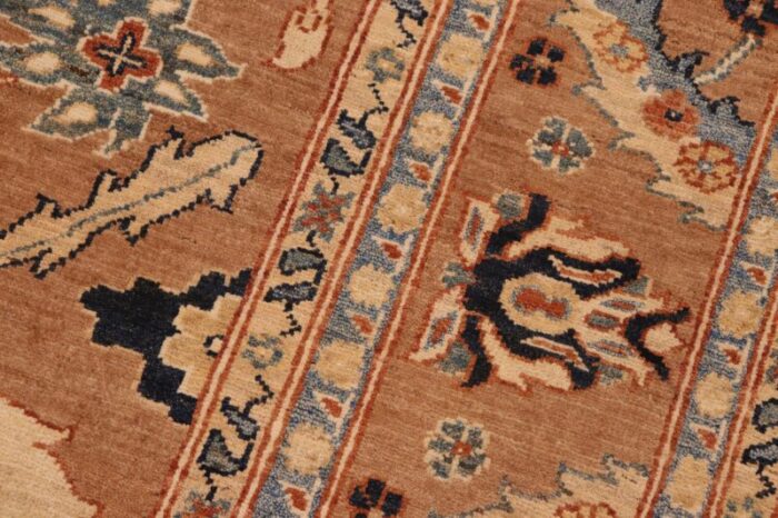 shabby chic ziegler brown blue hand knotted wool rug 81 x 99 0461