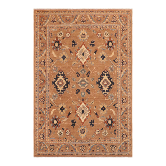 shabby chic ziegler brown blue hand knotted wool rug 81 x 99 4528