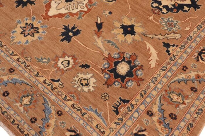 shabby chic ziegler brown blue hand knotted wool rug 81 x 99 6751