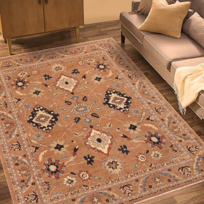 shabby chic ziegler brown blue hand knotted wool rug 81 x 99 8940