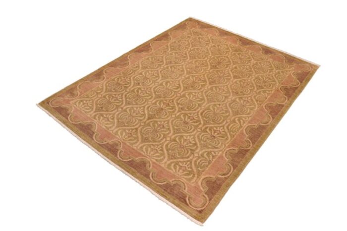 shabby chic ziegler green brown hand knotted wool rug 78 x 100 6218