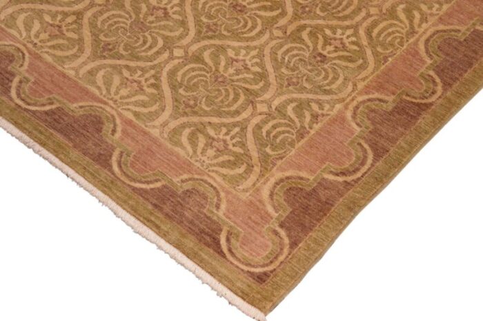 shabby chic ziegler green brown hand knotted wool rug 78 x 100 6232