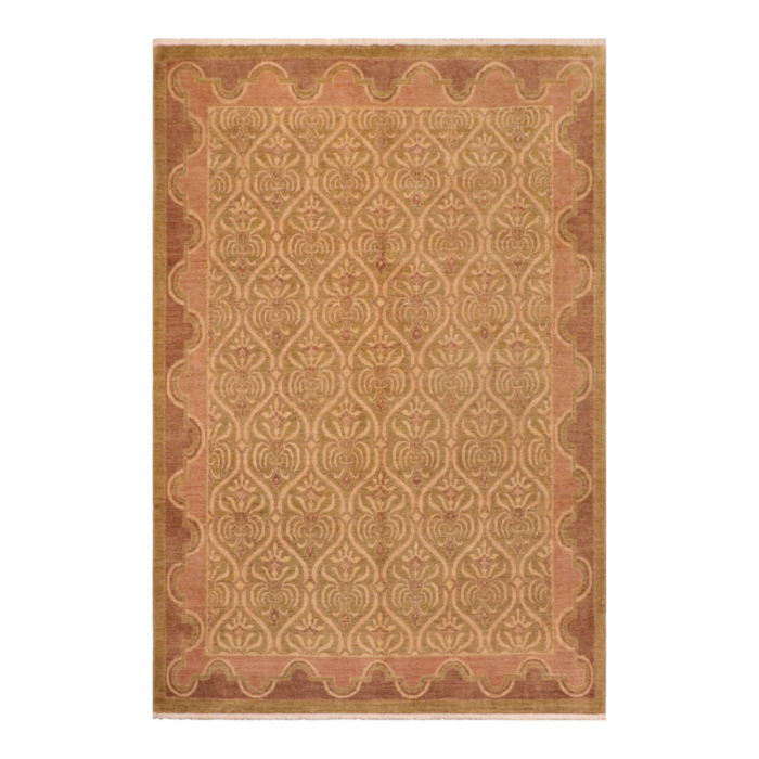 shabby chic ziegler green brown hand knotted wool rug 78 x 100 8316