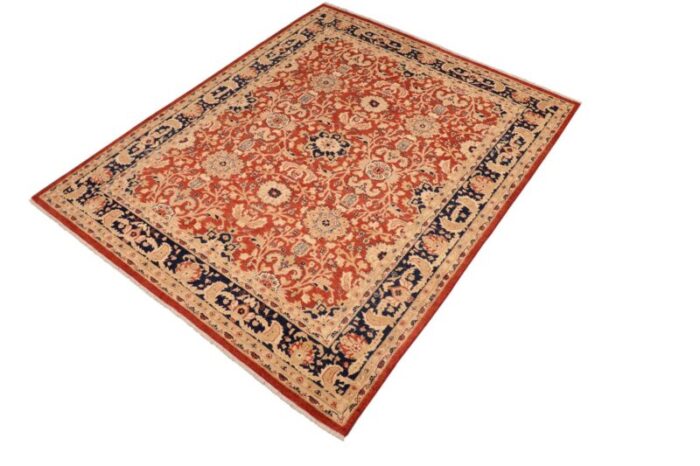 shabby chic ziegler rust blue hand knotted wool rug 81 x 98 2927