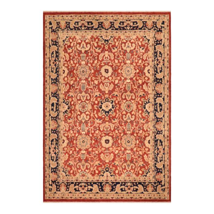 shabby chic ziegler rust blue hand knotted wool rug 81 x 98 5612