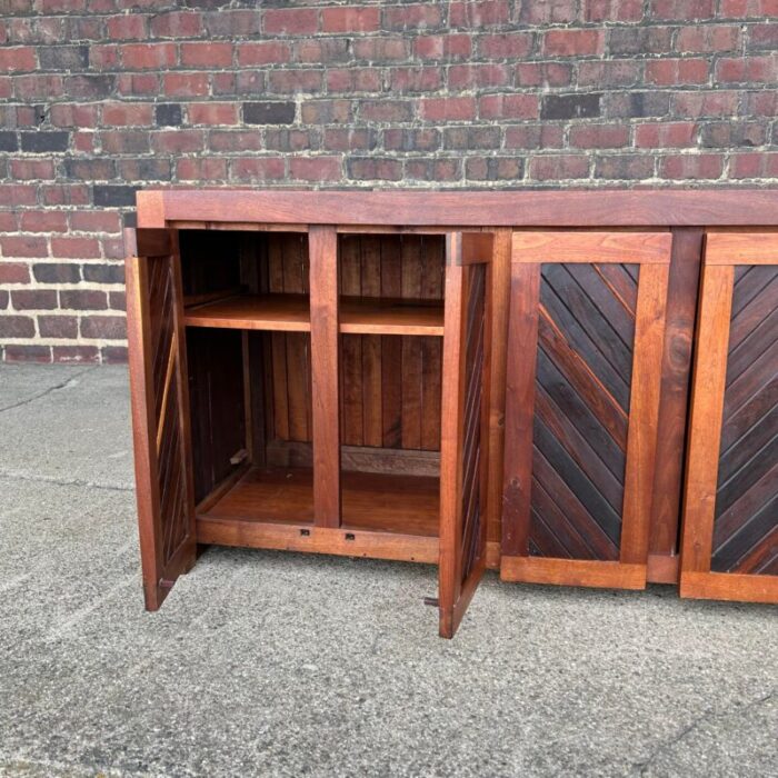 signed studio made solid rosewood and walnut credenza by jeffrey greene 3635