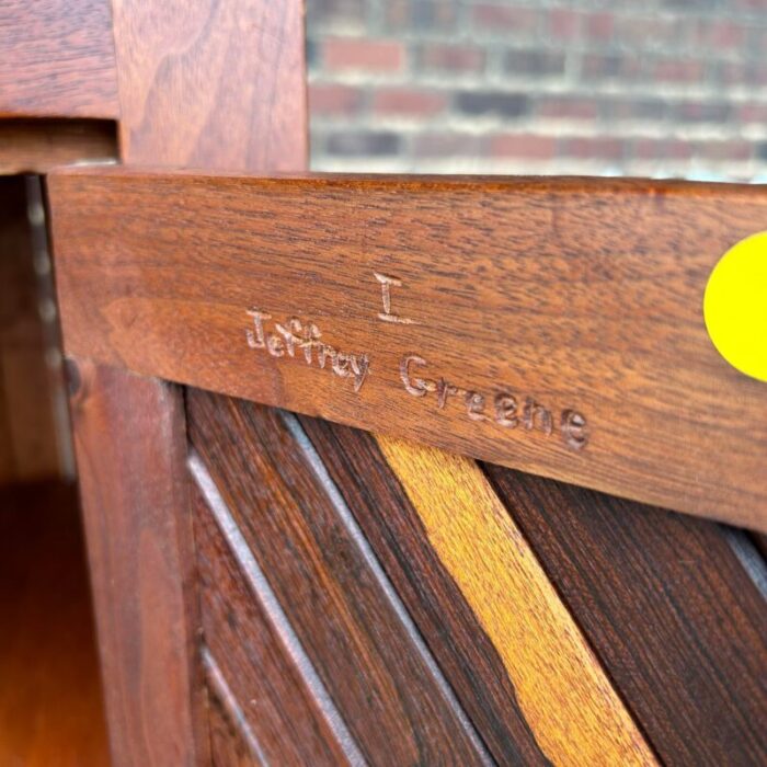 signed studio made solid rosewood and walnut credenza by jeffrey greene 5337