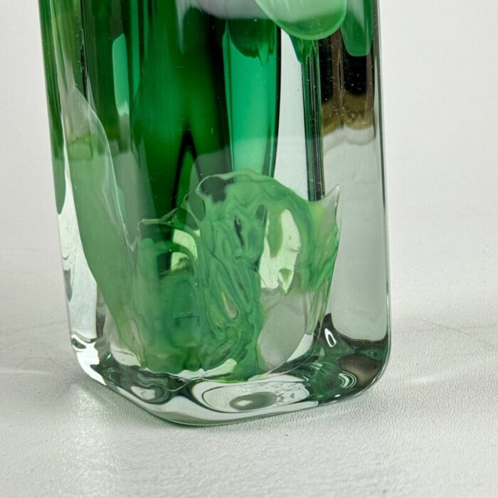 signed vintage sea green art glass bud vase circa 1996 5805