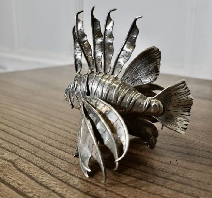 silver lion fish model by mario bucellati 1960s 3411