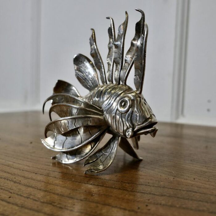 silver lion fish model by mario bucellati 1960s 4691