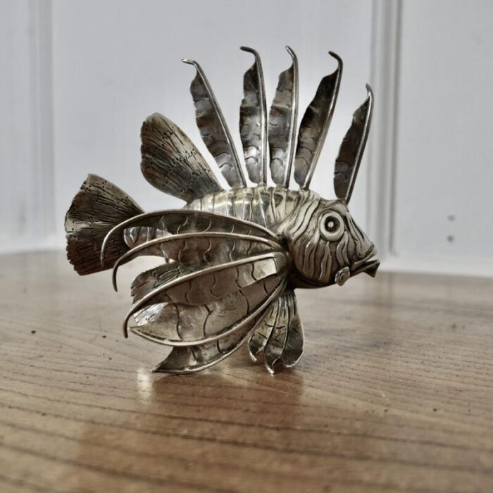 silver lion fish model by mario bucellati 1960s 6206