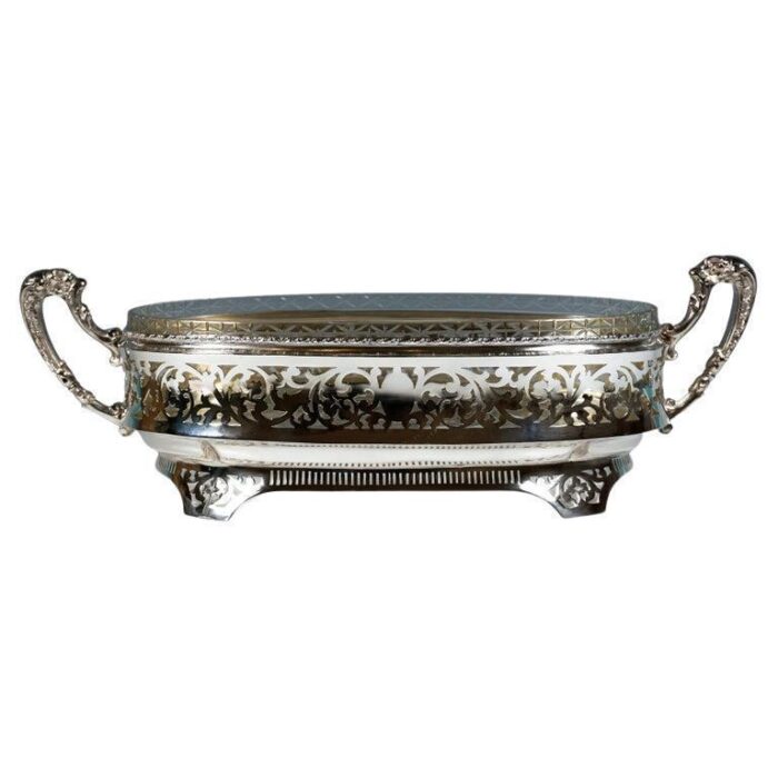 silver planter with floral openwork and glass insert vienna 1925 6530