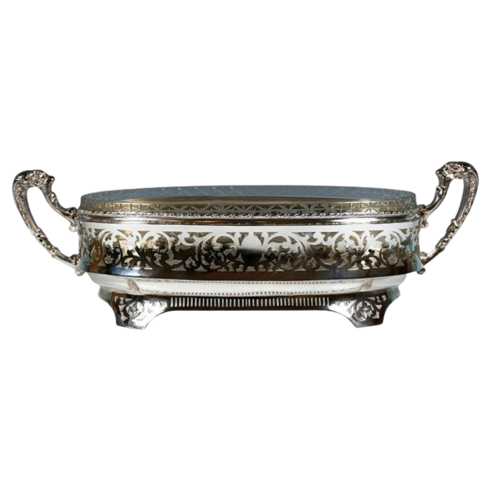 silver planter with floral openwork and glass insert vienna 1925 7898