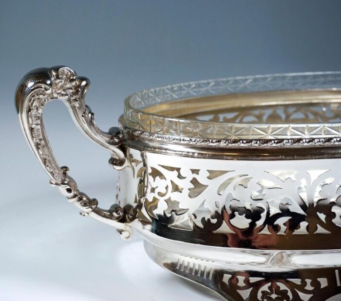 silver planter with floral openwork and glass insert vienna 1925 9451