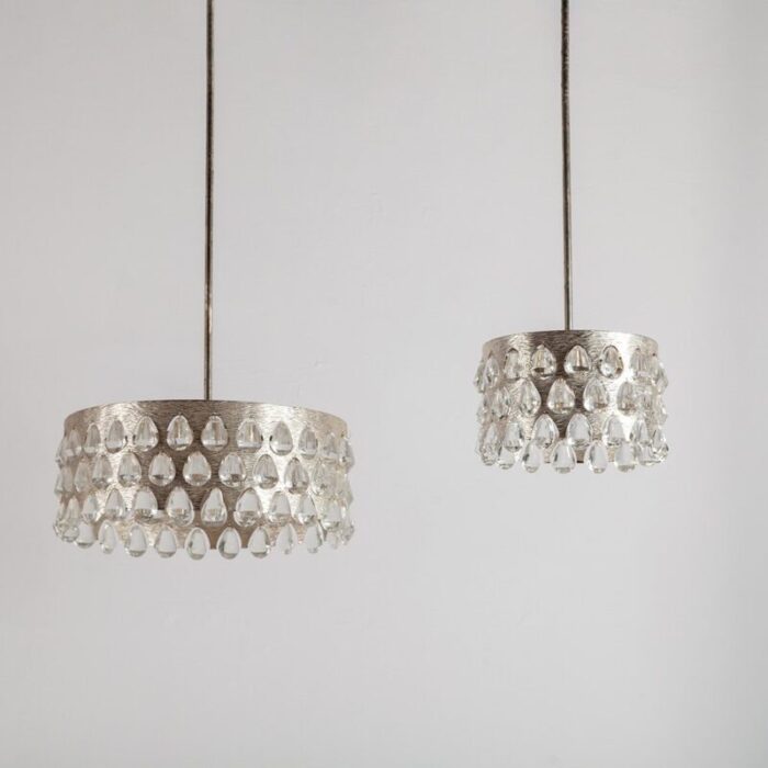 silver plated chandelier by palwa 1970s 12