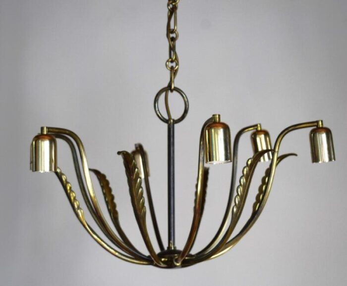 six arm brass chandelier by josef frank for kalmar 1950s 0230