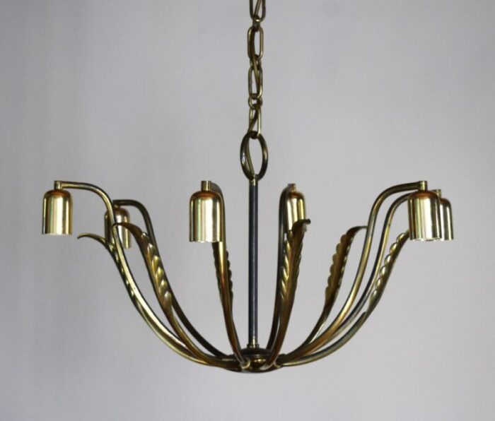 six arm brass chandelier by josef frank for kalmar 1950s 3594