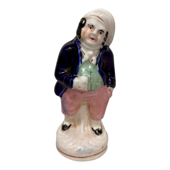 small antique staffordshire porcelain figurine of an englishman in period dress circa 1875 0041