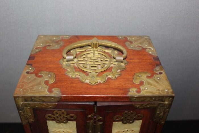 small chinese cabinet in wood and hard stone 8397