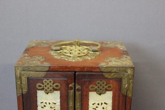 small chinese cabinet in wood and hard stone 9482