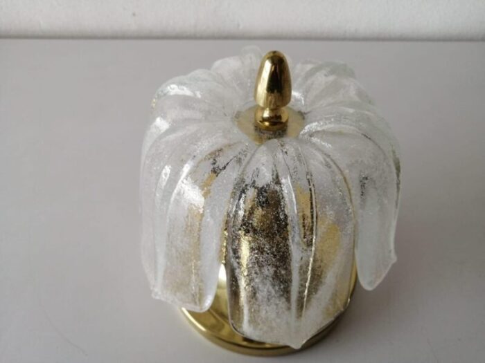 small glass brass ceiling lamp from limburg germany 1960s 2