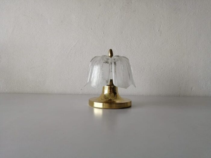 small glass brass ceiling lamp from limburg germany 1960s 4