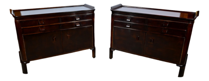 small lacquered wood sideboards 1940s set of 2 8780