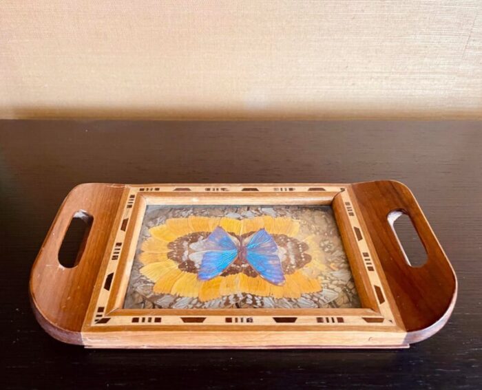 small vintage wooden brazilian butterfly tray 4948