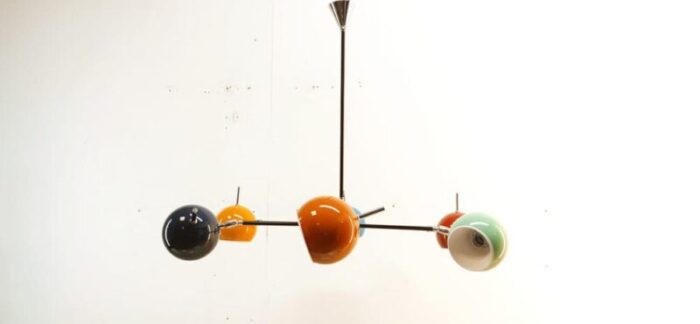 space age chandelier with adjustable spheres 1970s 3154